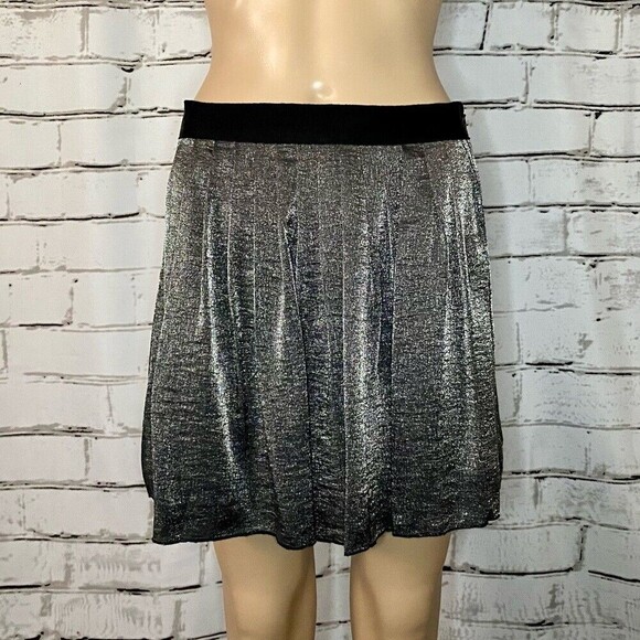 Madewell Pleated Mini Skirt In Dark Metal F9882 Size 6 - Picture 2 of 7